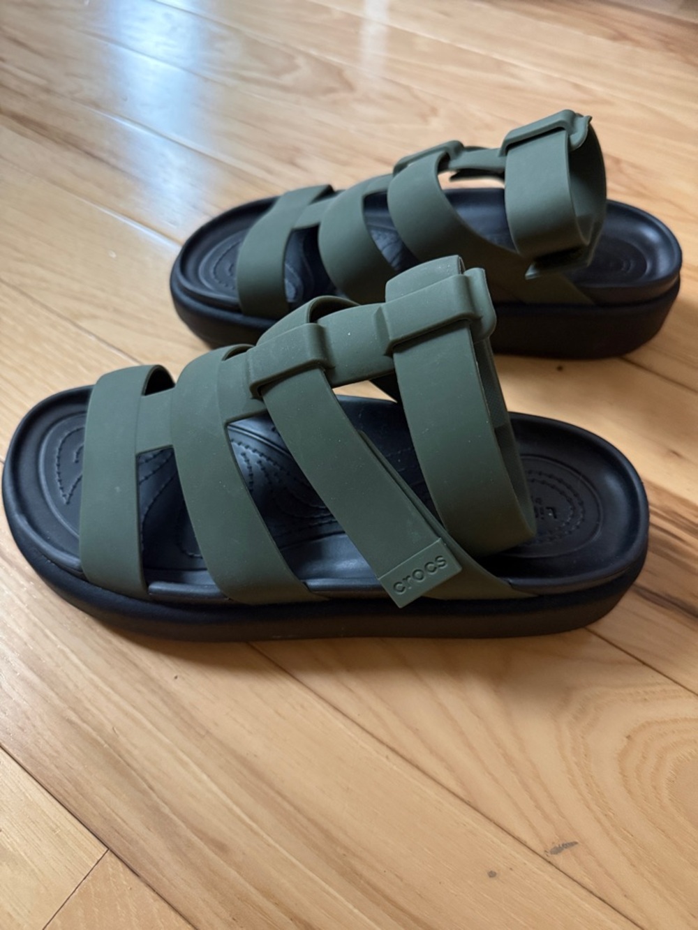 Crocs- Olive Green Strappy Jelly Sandals - Picture 4 of 7